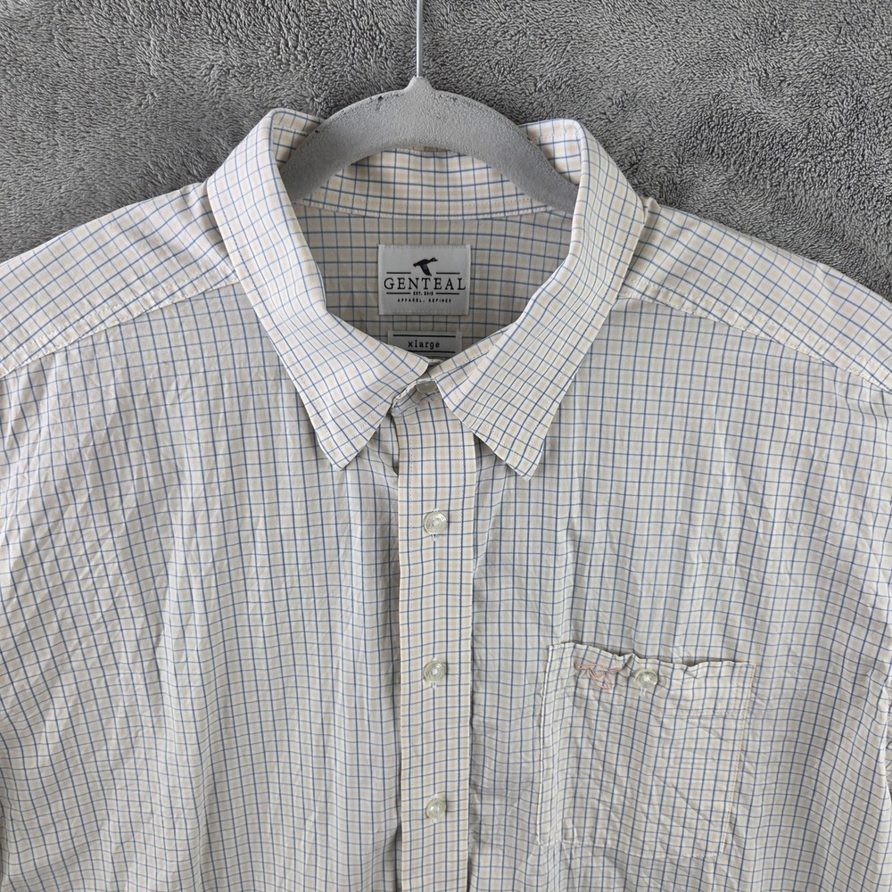 Genteal Blue Yellow Plaid Button Down Shirt Men's XL Long Sleeve Performance